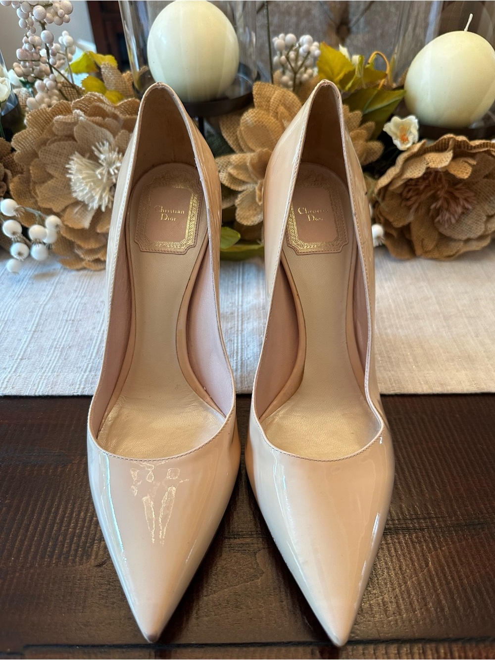 Dior Nude Patent Pointed-Toe Stiletto Heels
